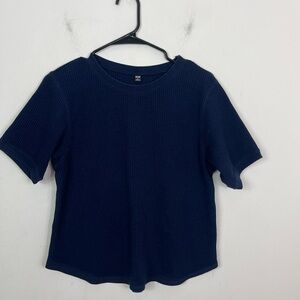 Uniqlo Dark Blue Waffle Knit Top Sz S